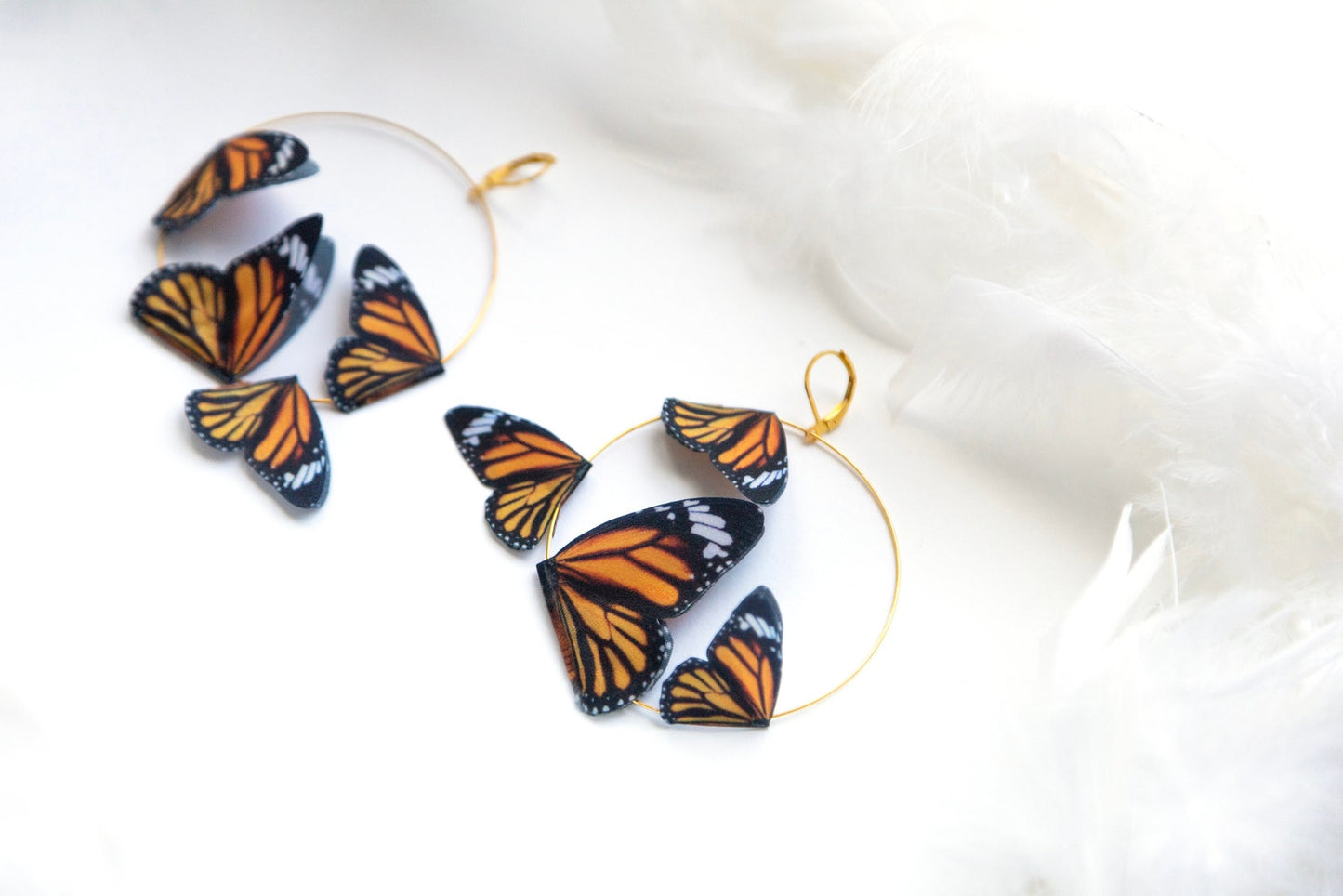 Monarch butterfly hoop earrings, perfect gift for any occasion