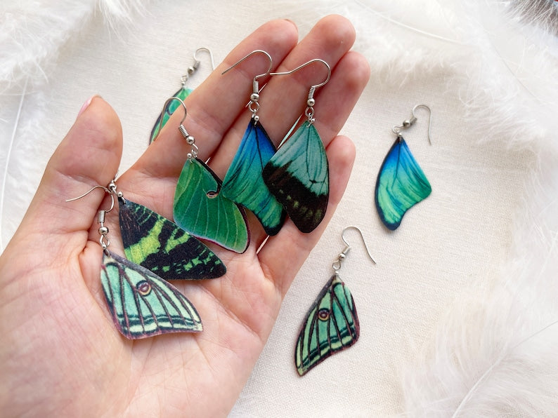 Fairy Butterfly Wing Earrings - close-up