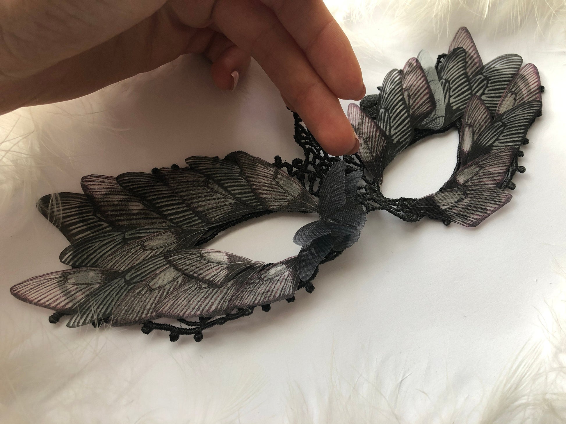 Mask of Silk Butterflies "Maleficent" - Silk Butterflies