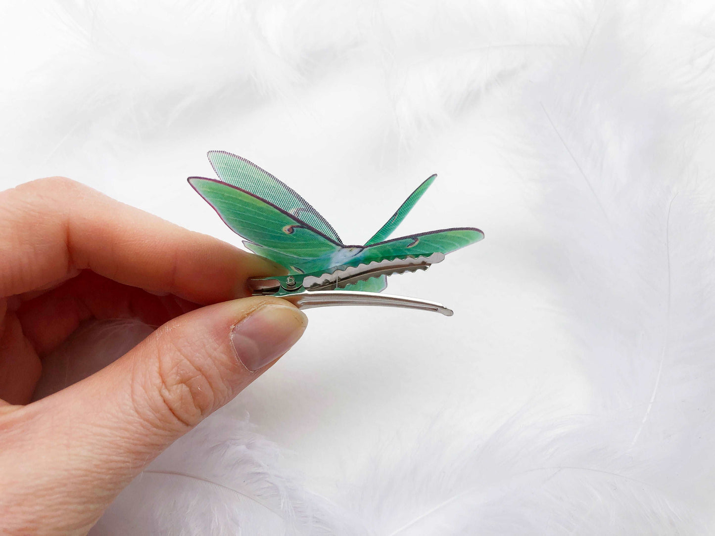 Bright Luna Moth Hair Clip in Boho Chic style