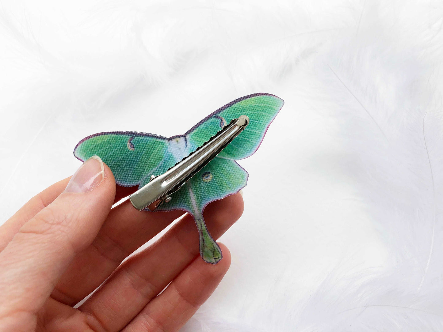 Bright Luna Moth Hair Clip in Boho Chic style