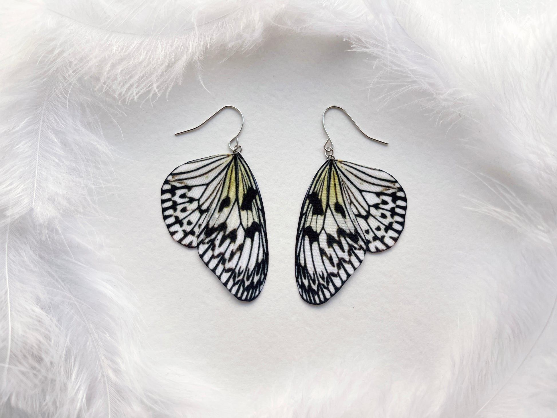Paper Kite Butterfly Wing Earrings with Silver Hooks
